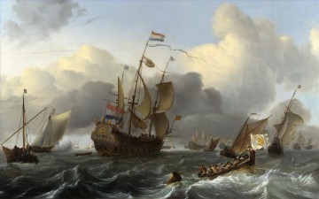 Landscapes Painting - The Eendracht and a Dutch Fleet of Men of War before the Wind war ships